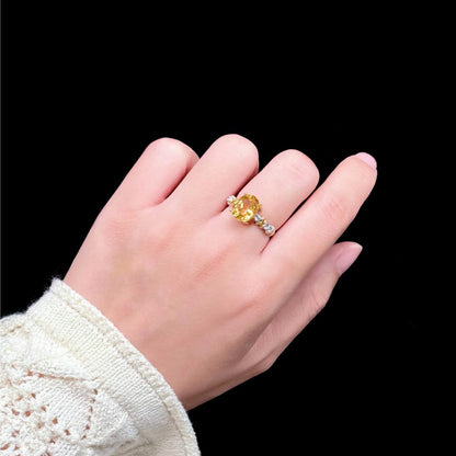 Natural Citrine 925 Silver Ring
