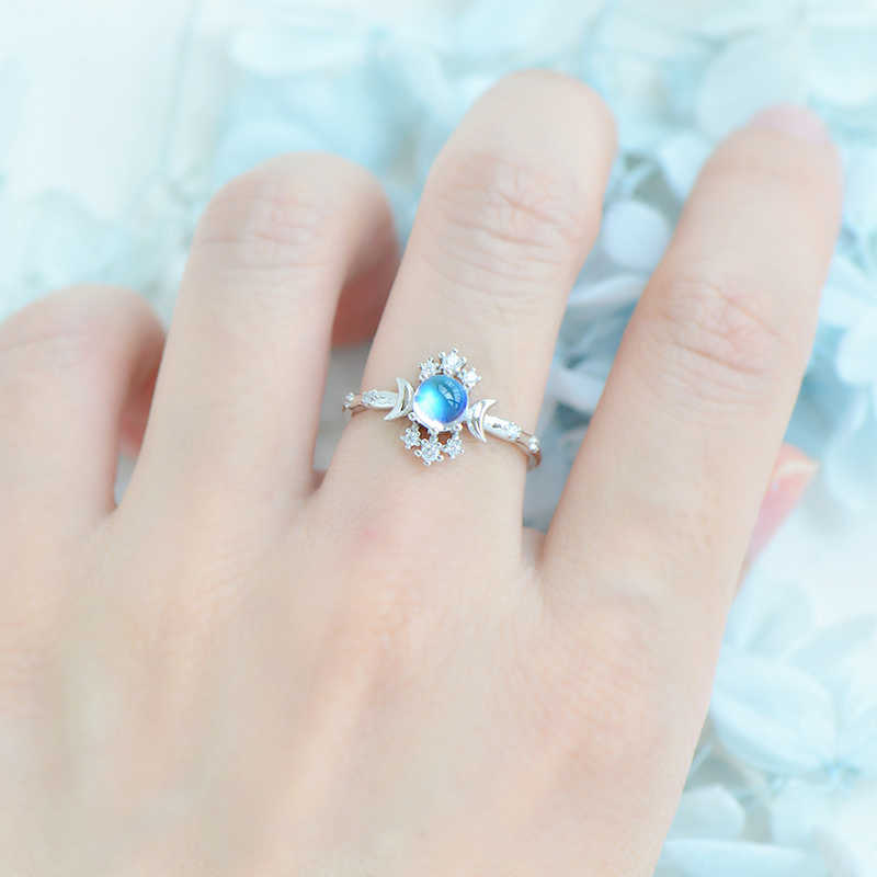 Natural moonstone 925 silver ring