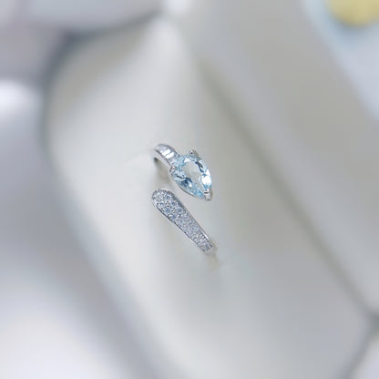 Natural aquamarine 925 silver ring