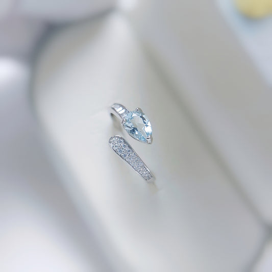 Natural aquamarine 925 silver ring