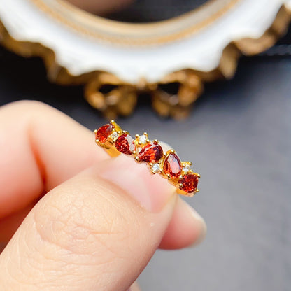 Natural Garnet Ring with S925 Silver Setting, Main Stone 3*4mm