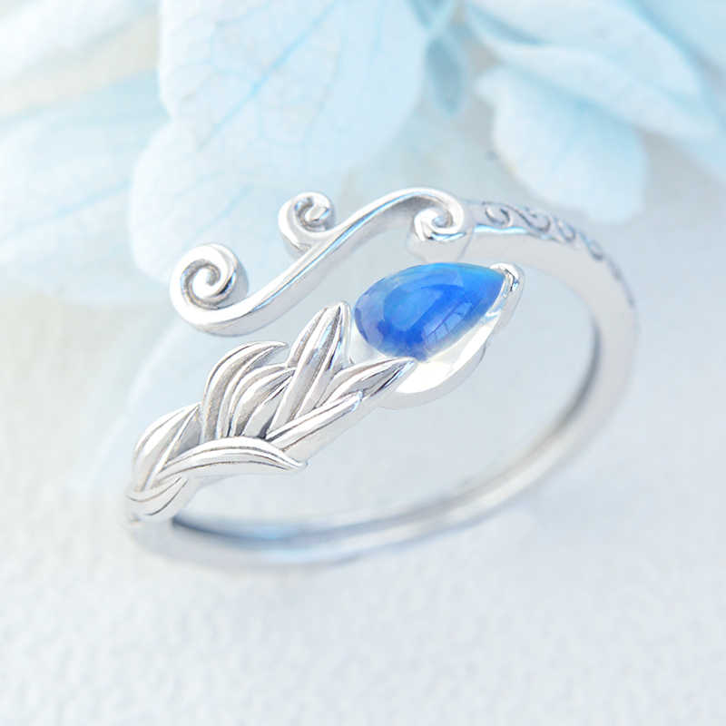 Sri Lanka Natural Moonstone 925 Silver Ring Phoenix Bird