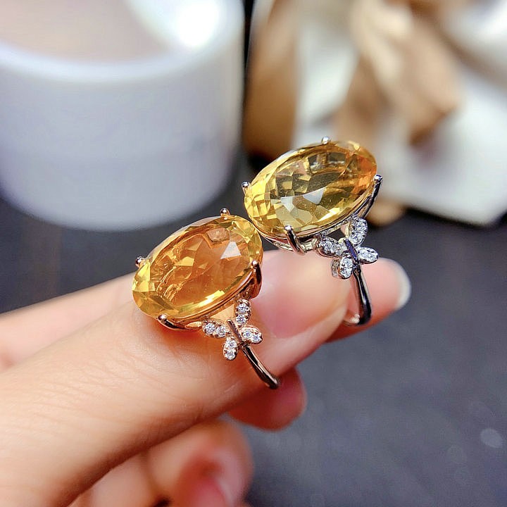 Natural Citrine 925 Silver Ring