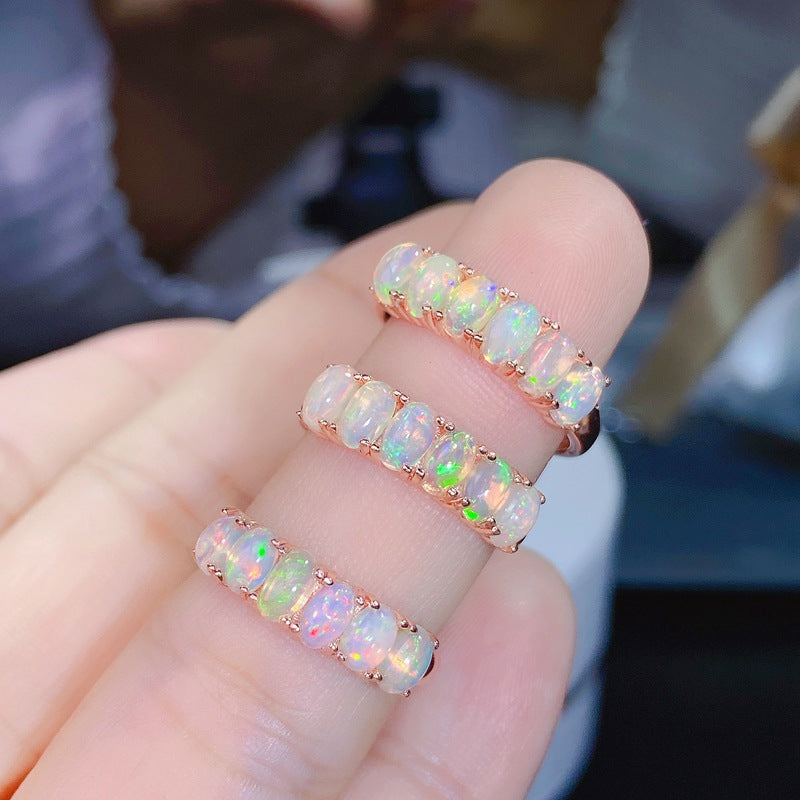 Natural Opal Women's Ring 925 Silver