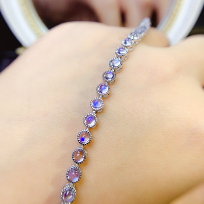 Natural Moonstone Bracelet, S925 Silver Plated with Platinum