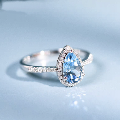 Natural aquamarine 925 silver ring