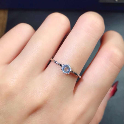Natural aquamarine 925 silver ring