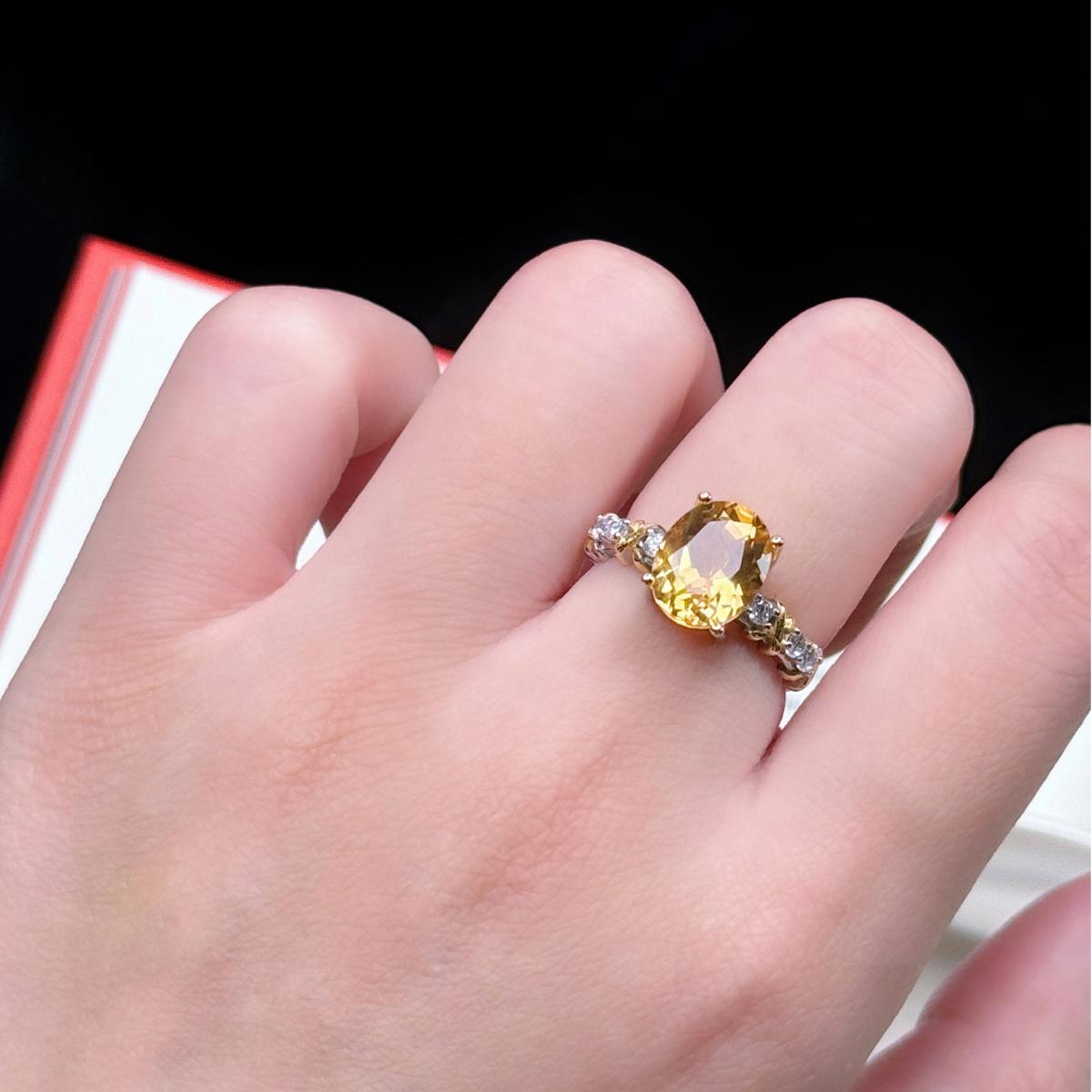 Natural Citrine 925 Silver Ring