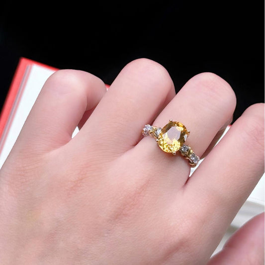 Natural Citrine 925 Silver Ring