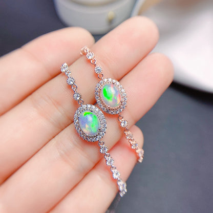 Natural Opal Bracelet Set in S925 Sterling Silver