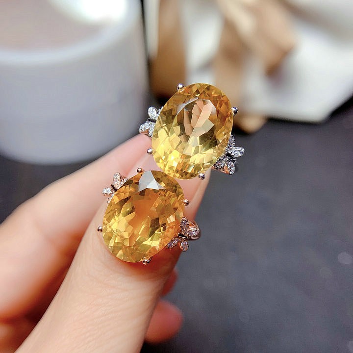 Natural Citrine 925 Silver Ring