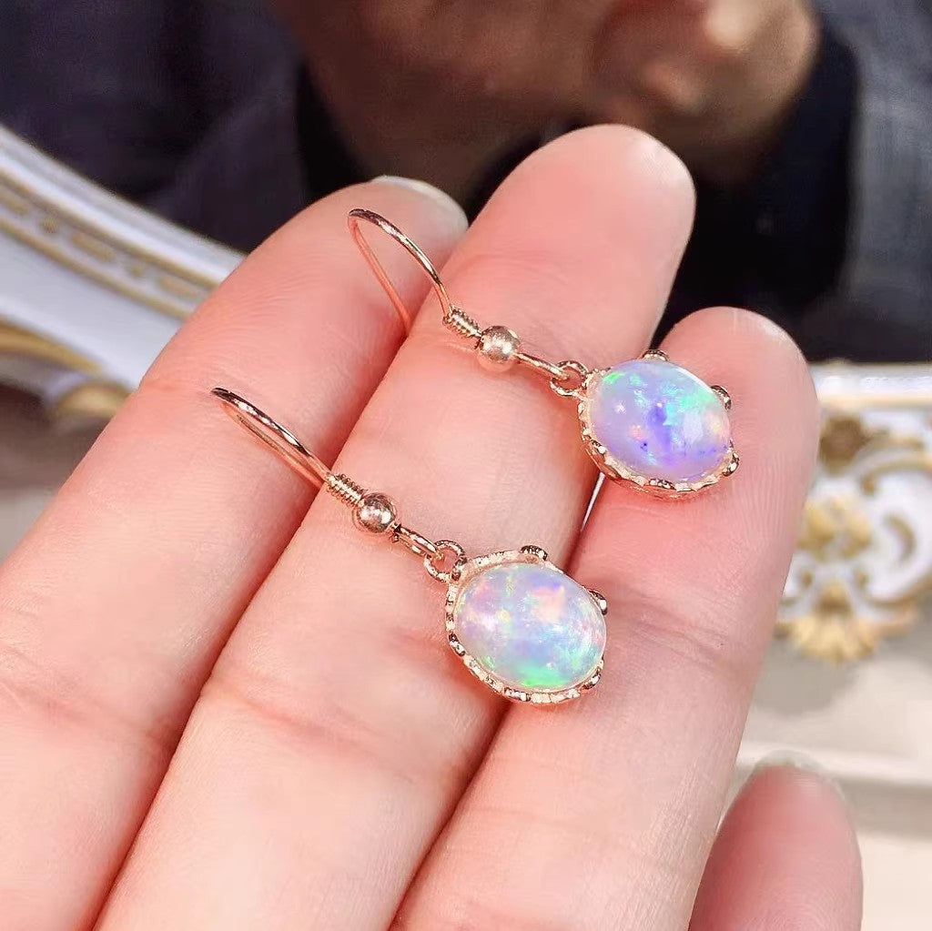 Natural Opal Earrings Set in S925 Silver, Main Stone 7*9mm
