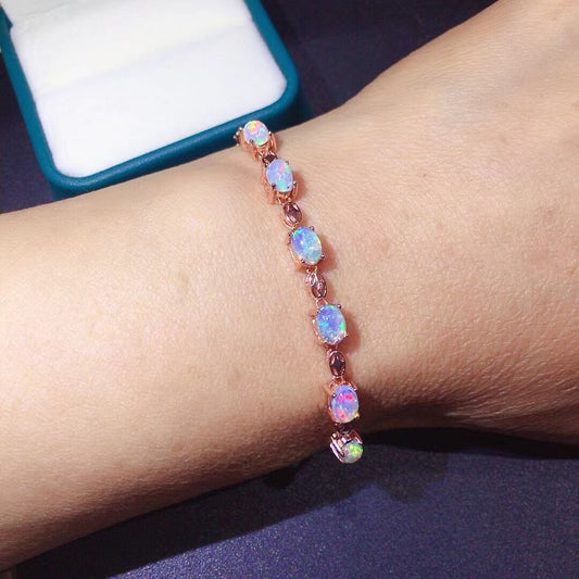 Natural Opal Bracelet Set in S925 Sterling Silver