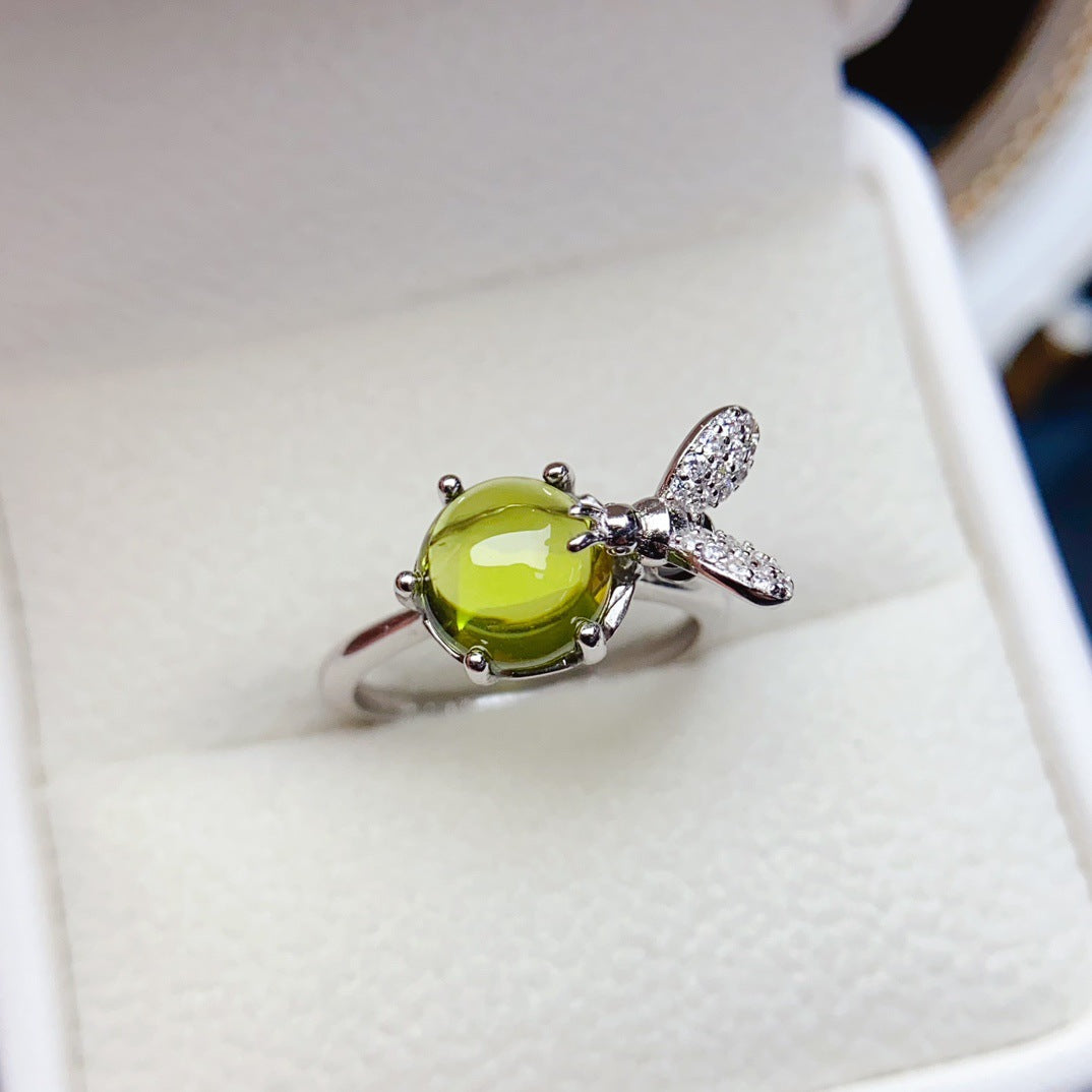 Natural Peridot Ring for Women, S925 Sterling Silver Setting, Main Stone 8*8mm