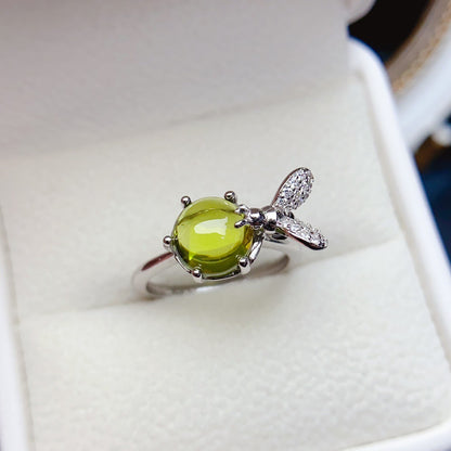 Natural Peridot Ring for Women, S925 Sterling Silver Setting, Main Stone 8*8mm