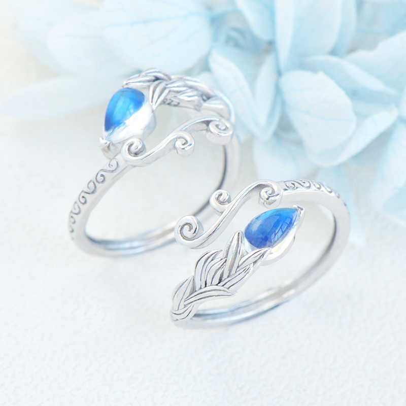Sri Lanka Natural Moonstone 925 Silver Ring Phoenix Bird