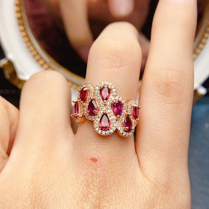 Natural Garnet Ring with S925 Silver Setting, Main Stone 3*5mm