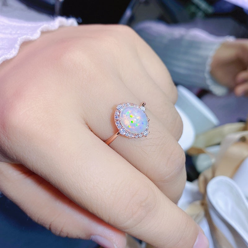 Natural Opal Ring 925 Silver 8*10mm