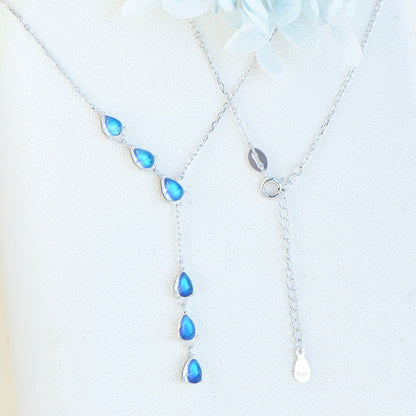 Natural Moonstone Pendant Necklace, S925 Silver Plated with Platinum