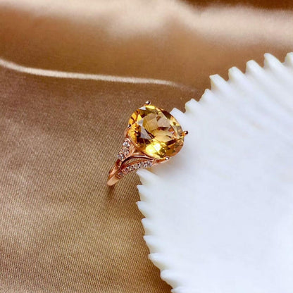 Natural Citrine 925 Silver Ring