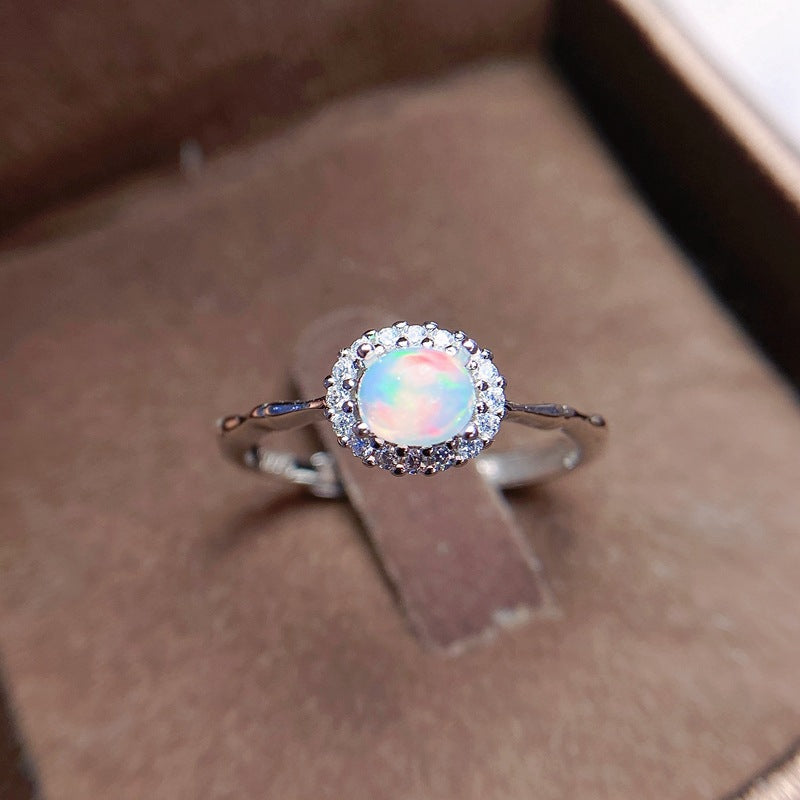 Natural Opal Ring 925 Silver 4*5mm