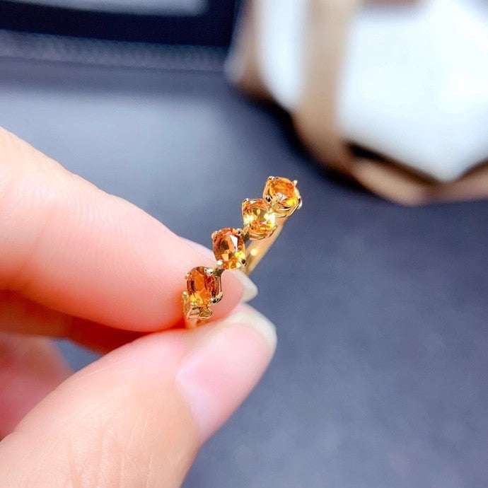 Natural Citrine 925 Silver Ring