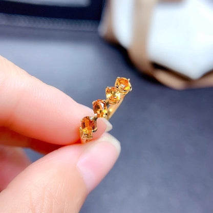 Natural Citrine 925 Silver Ring