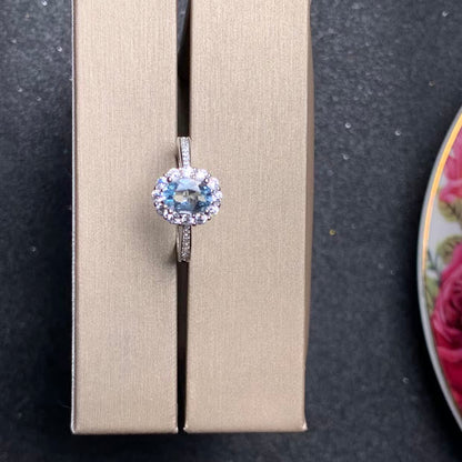 Natural aquamarine 925 silver ring