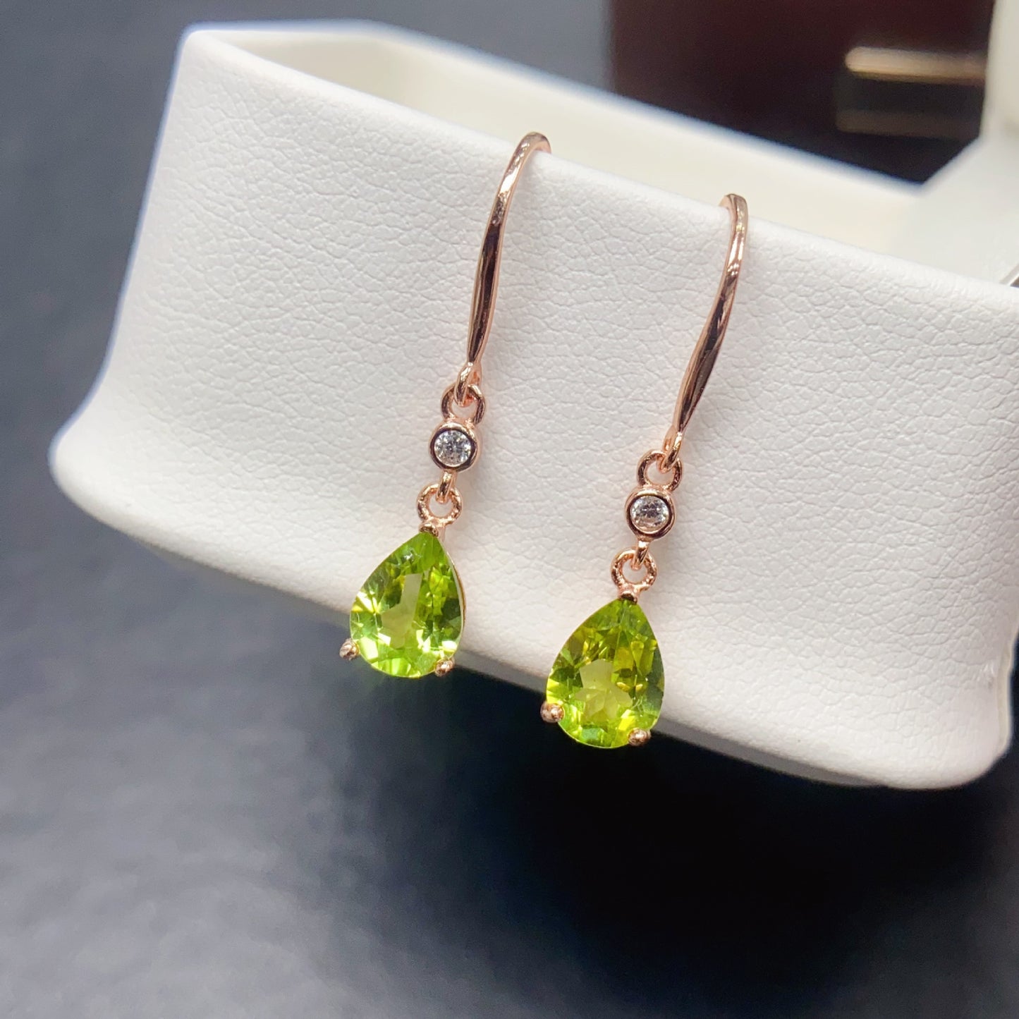 Natural Peridot Earrings, Set in S925 Silver, Main Stone 6x8mm