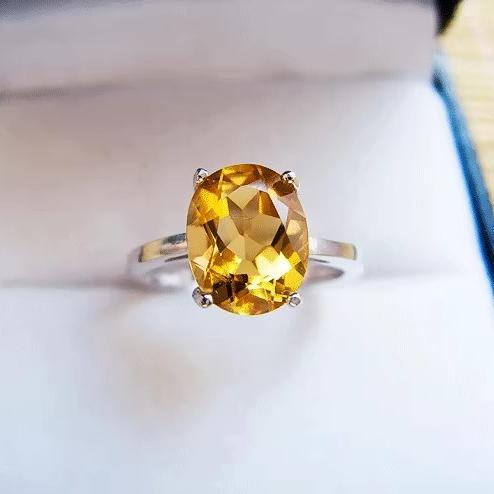 Natural Citrine 925 Silver Ring