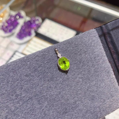 Natural Peridot Earrings Set in S925 Silver, Main Stone 7*9mm