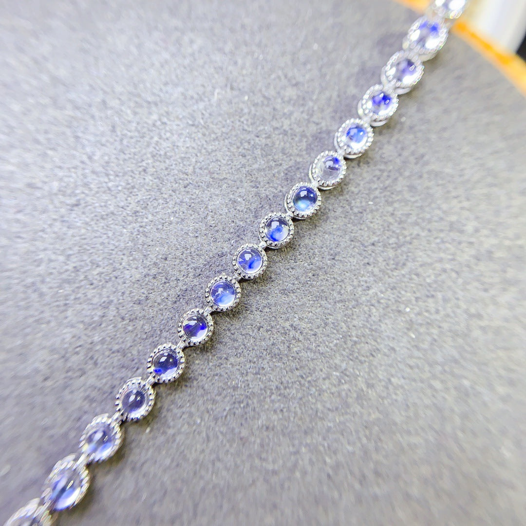 Natural Moonstone Bracelet, S925 Silver Plated with Platinum