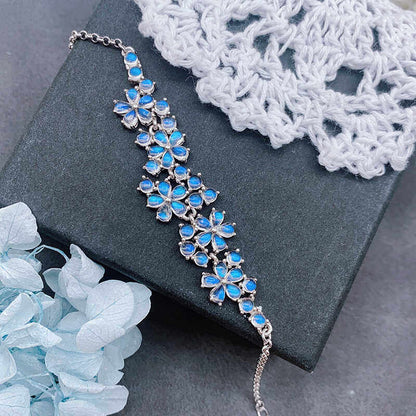 Natural Moonstone Bracelet, S925 Silver Plated with Platinum