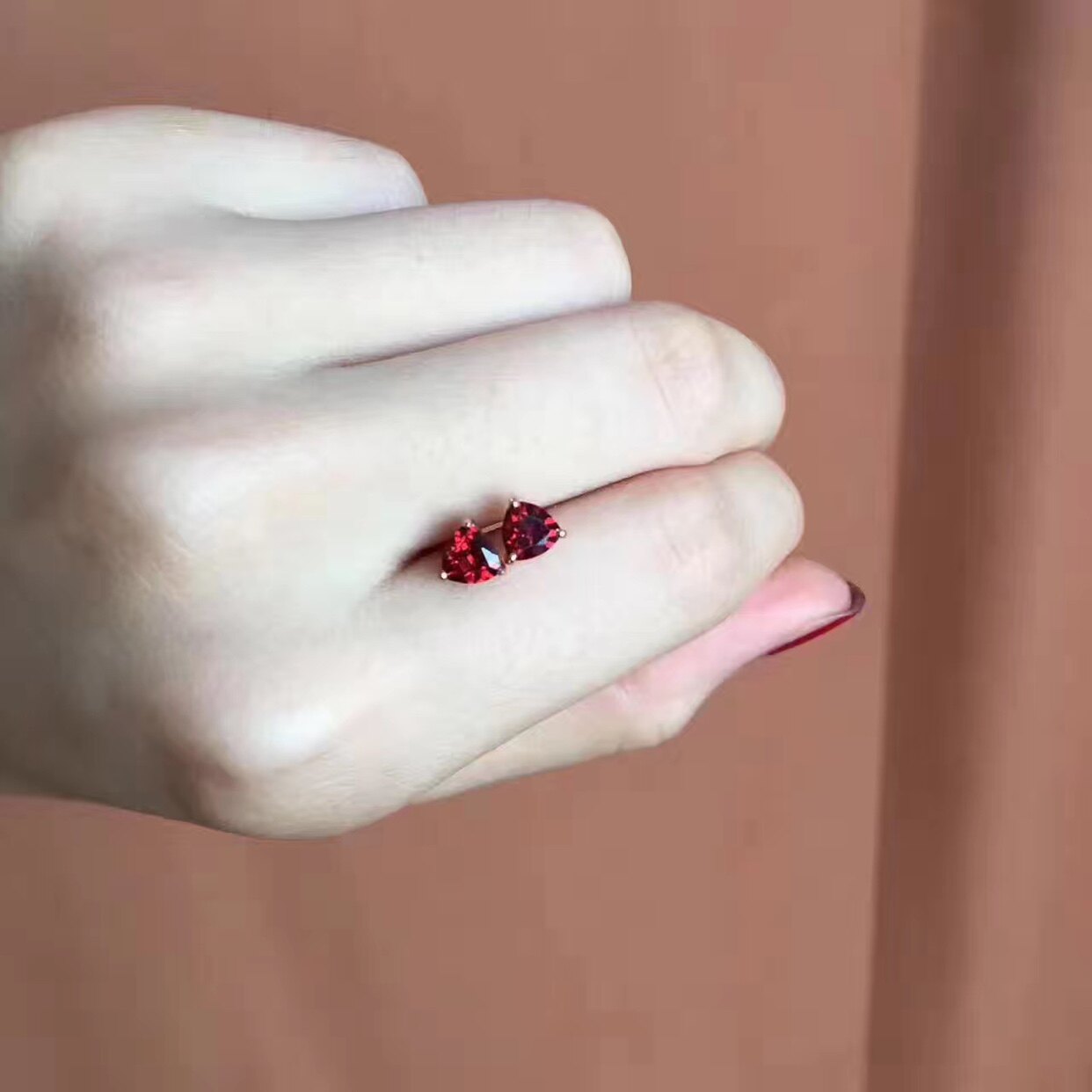 Natural Garnet Earrings, 925 Silver Plated with Gold, Main Stone 5*5mm