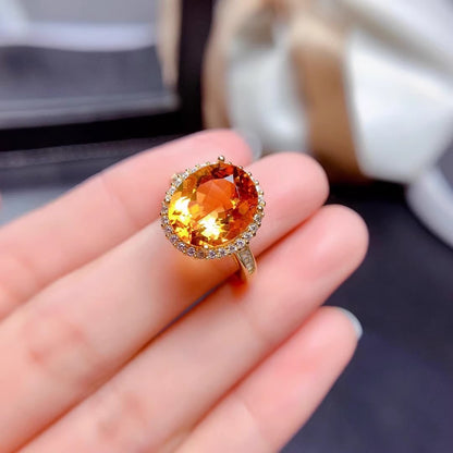 Natural Citrine 925 Silver Ring