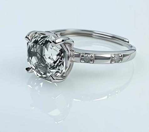 Natural white crystal 925 silver ring