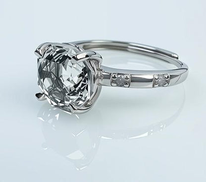 Natural white crystal 925 silver ring