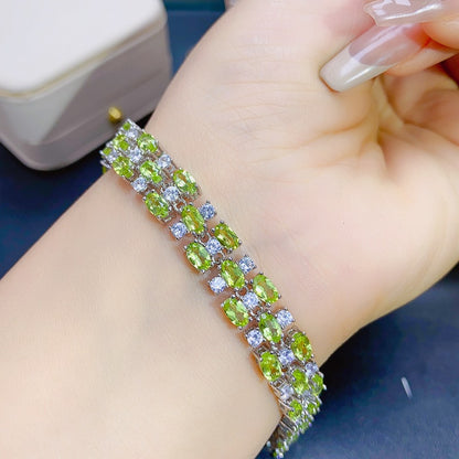 Natural Peridot Bracelet Set in 925 Sterling Silver 3*5mm