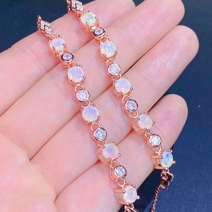 Natural Opal Bracelet Set in S925 Sterling Silver 5*5mm