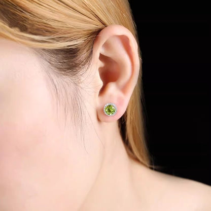 Natural Peridot Earrings Set in S925 Silver, Main Stone 5*5mm