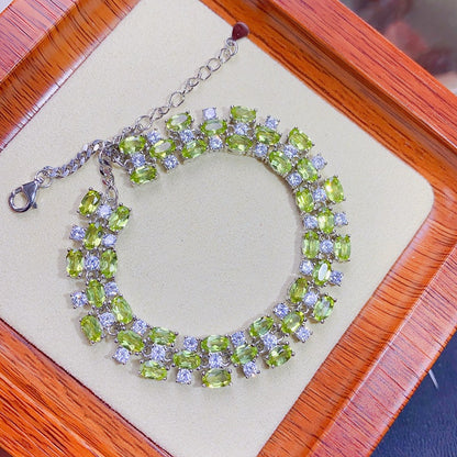 Natural Peridot Bracelet Set in 925 Sterling Silver 3*5mm