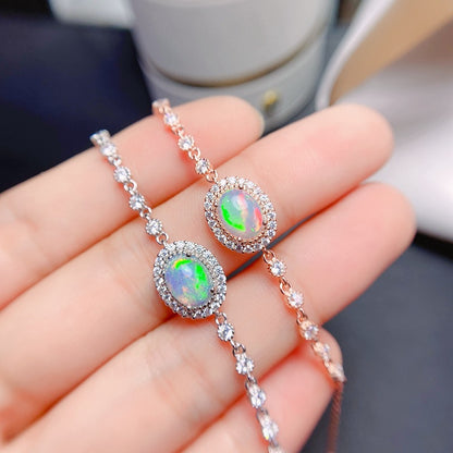 Natural Opal Bracelet Set in S925 Sterling Silver