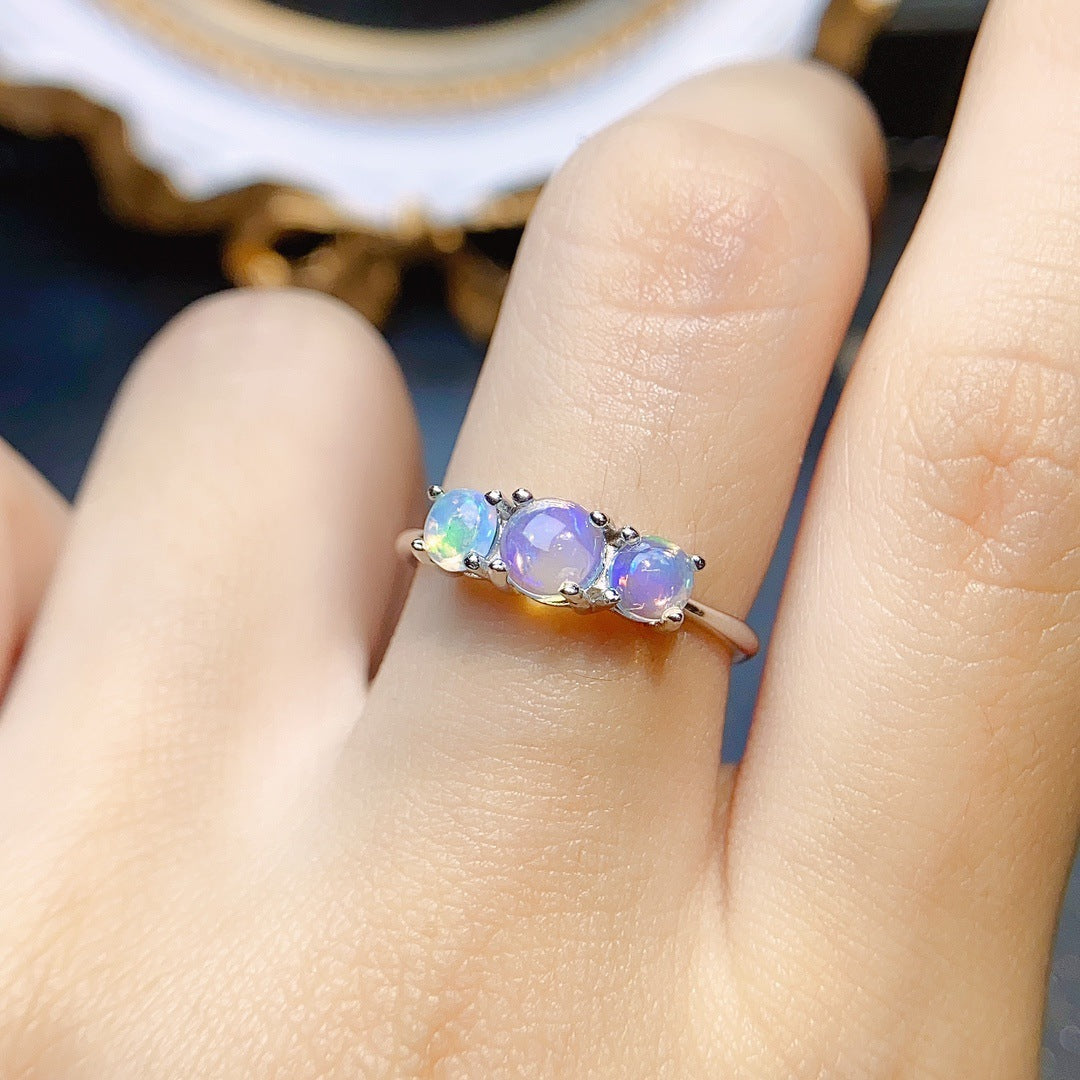 Natural White Opal Ring S925 Silver