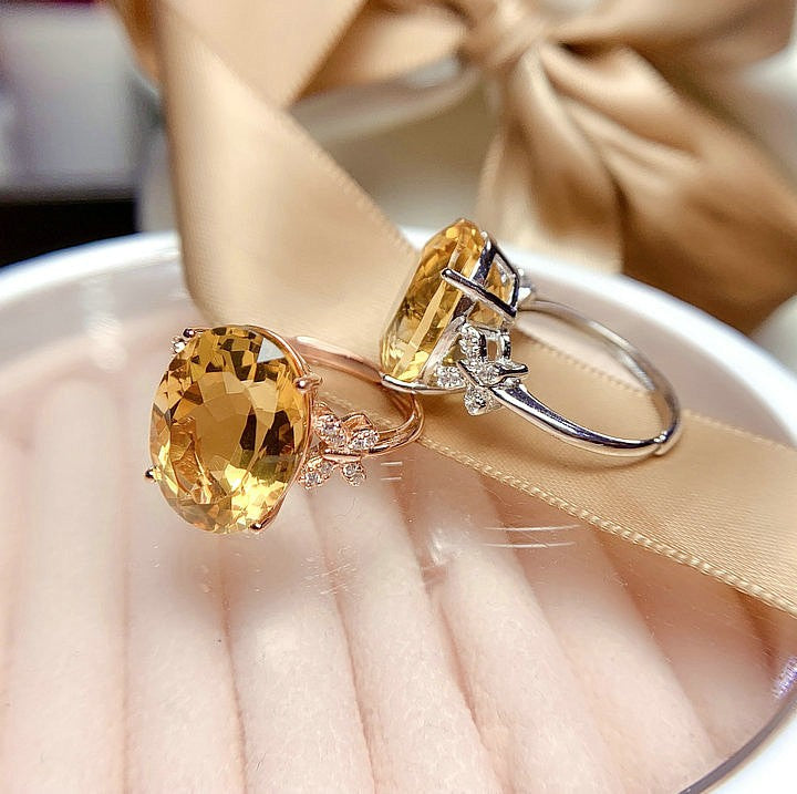 Natural Citrine 925 Silver Ring