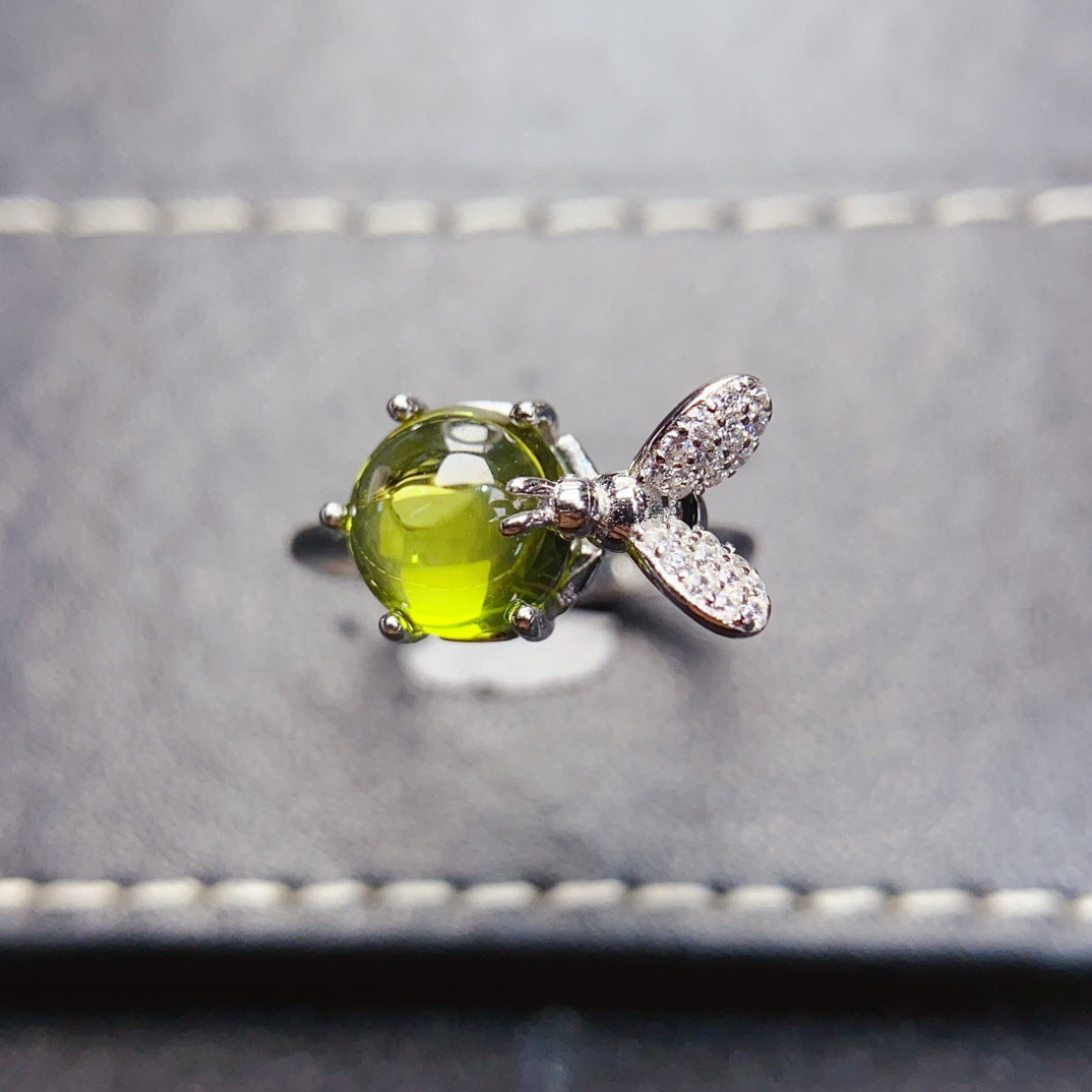 Natural Peridot Ring for Women, S925 Sterling Silver Setting, Main Stone 8*8mm