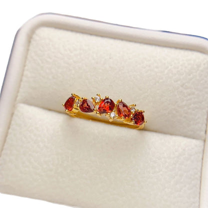 Natural Garnet Ring with S925 Silver Setting, Main Stone 3*4mm