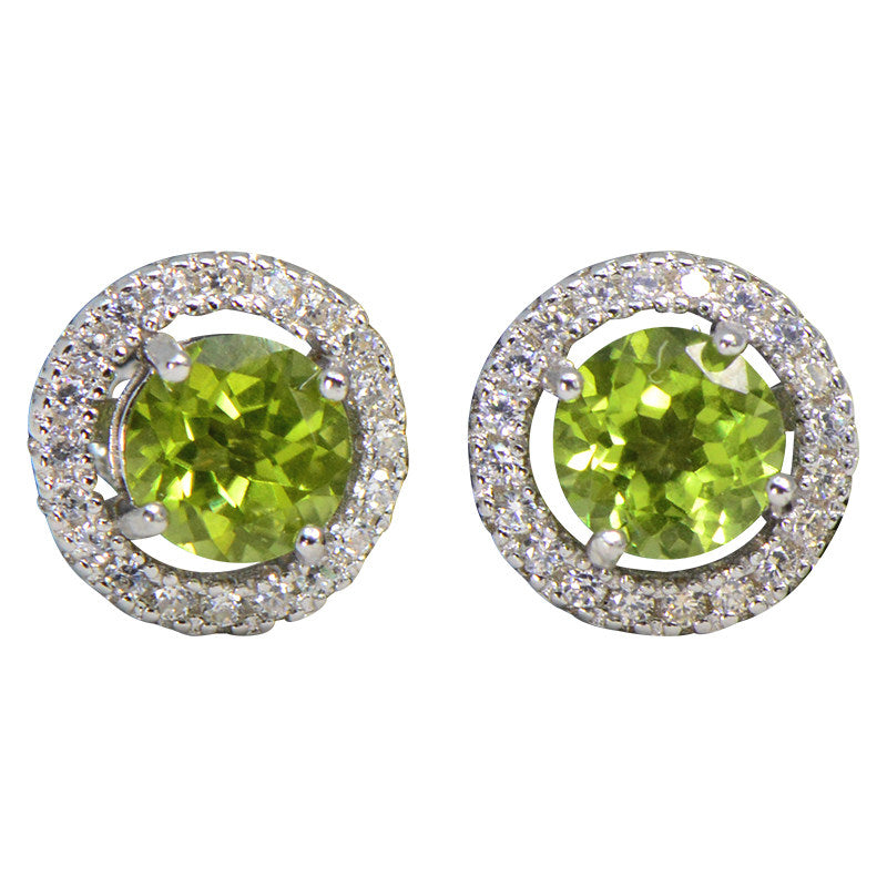 Natural Peridot Earrings Set in S925 Silver, Main Stone 5*5mm