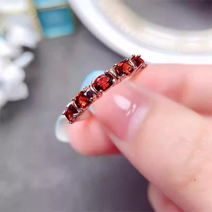Natural Garnet Ring with S925 Silver Setting, Main Stone 3*4mm