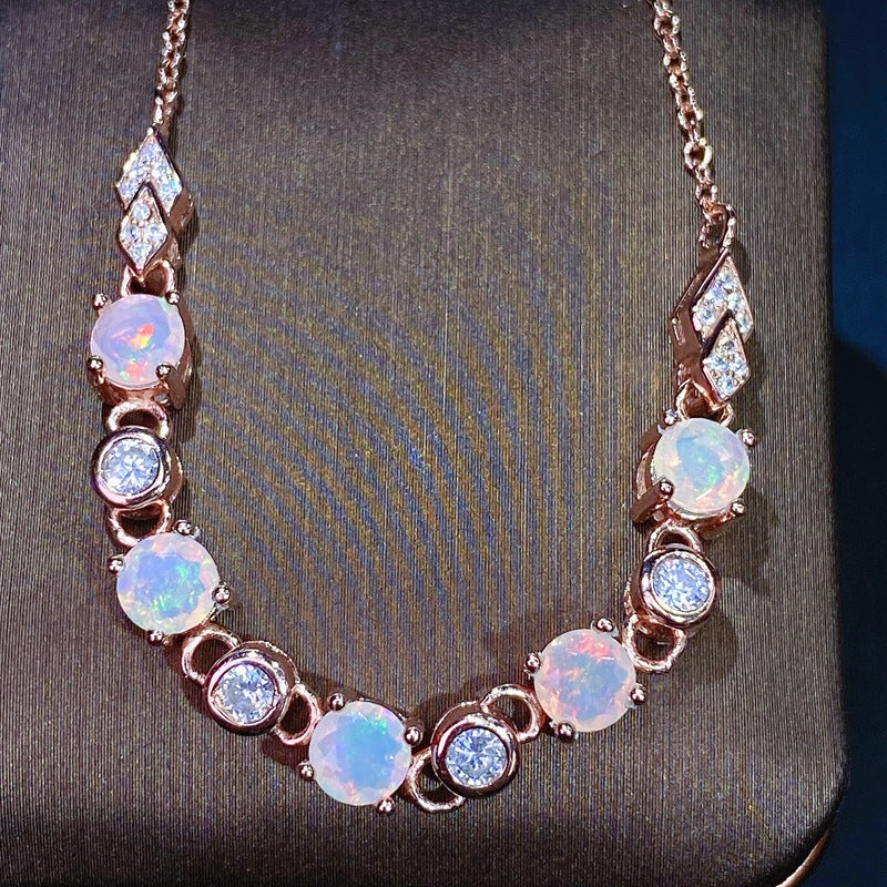 Natural Opal Bracelet Set in S925 Sterling Silver 5*5mm