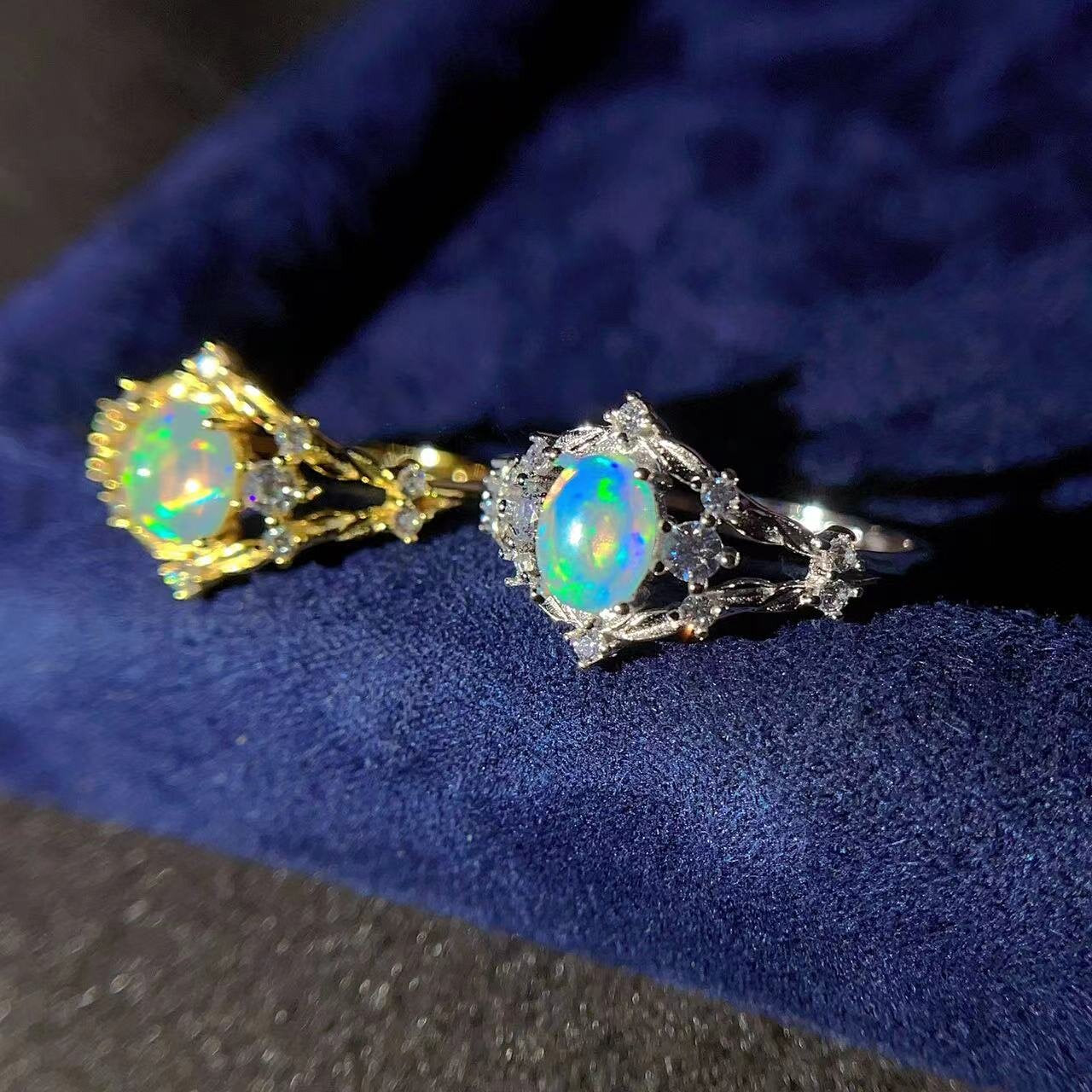 Vintage Natural Opal Ring 925 Silver